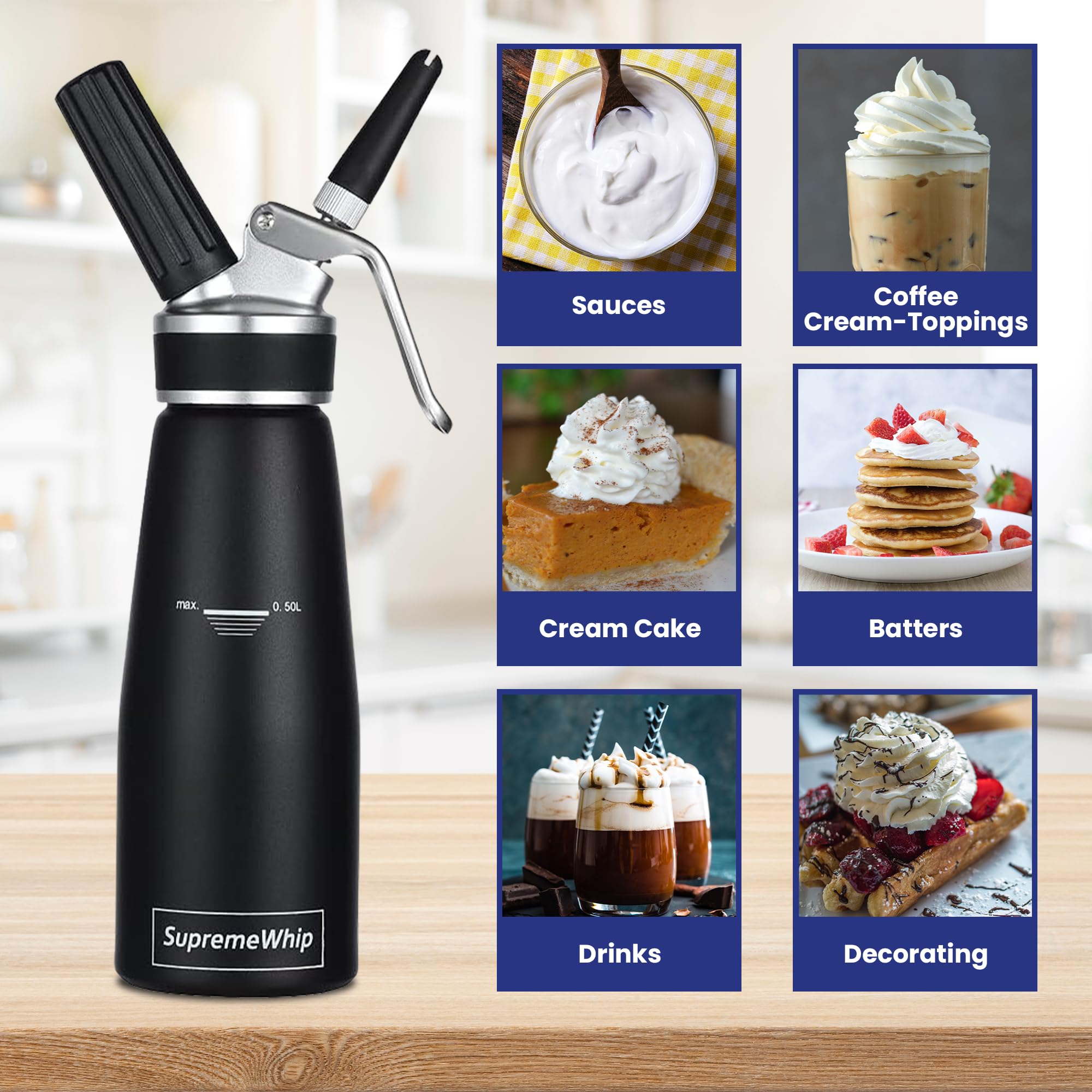 Amazon.com: Aluminum Pro Metal Whipped Cream Dispenser, 500ml